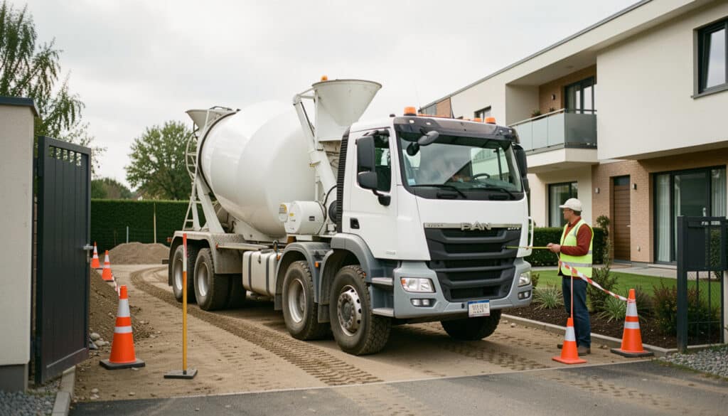 Largeur d’un camion toupie béton et accès au chantier