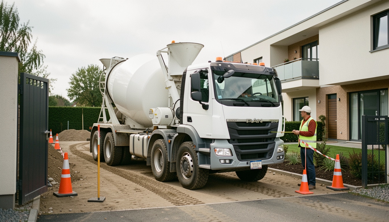Largeur d’un camion toupie béton et accès au chantier